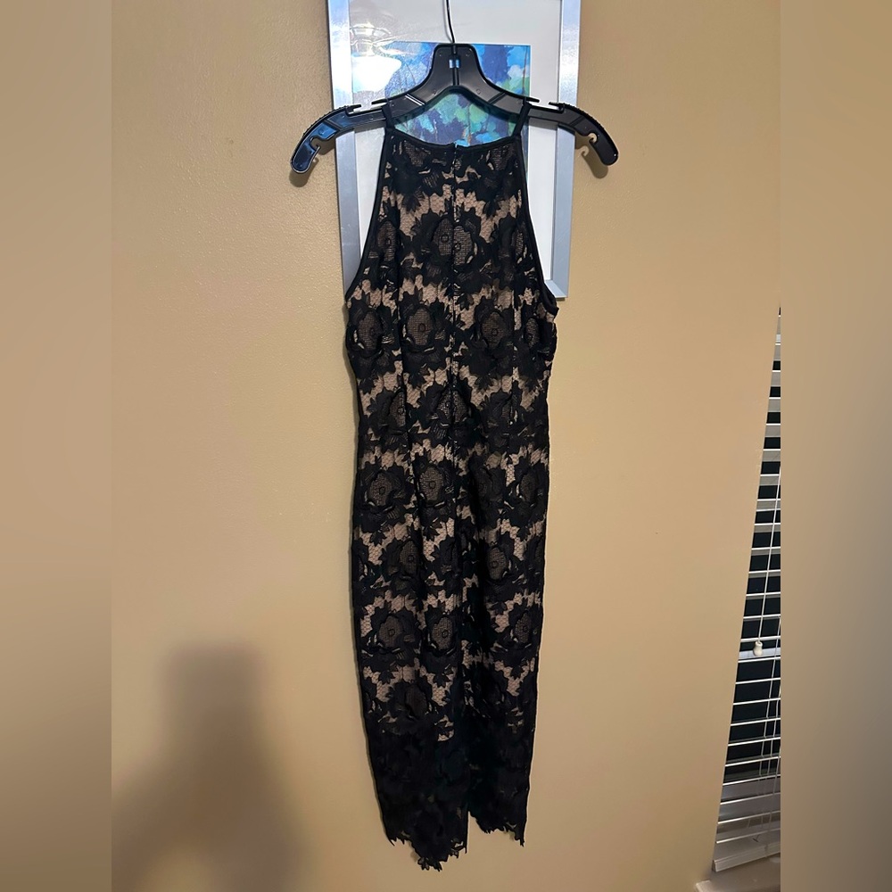 Black Lace Halter Style Cocktail Dress
